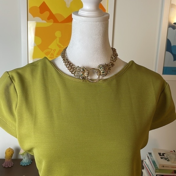 Philosophy | Mustard Dark Lime 💛 Long Cap Sleeve Plunge back dress - Picture 5 of 11